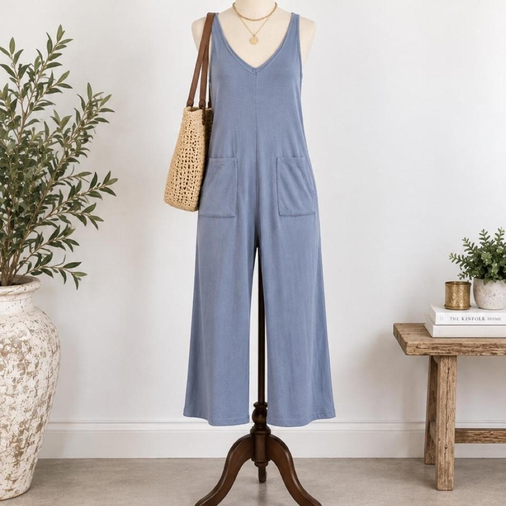 Z SUPPLY Blue-Grey Wide Leg Jumpsuit